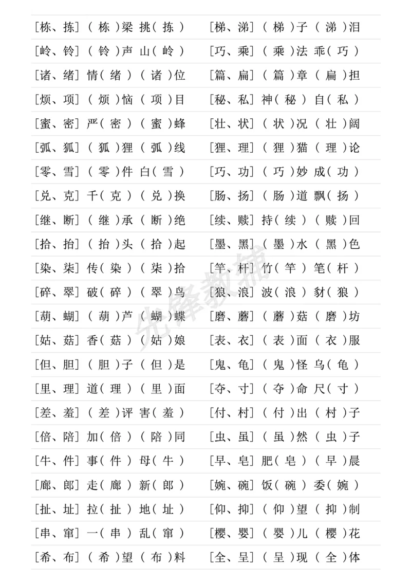 《三年级（下）语文形近字专项练习_3年级下册同步教辅_3下-语文_三下语文专项练习》第8页预览