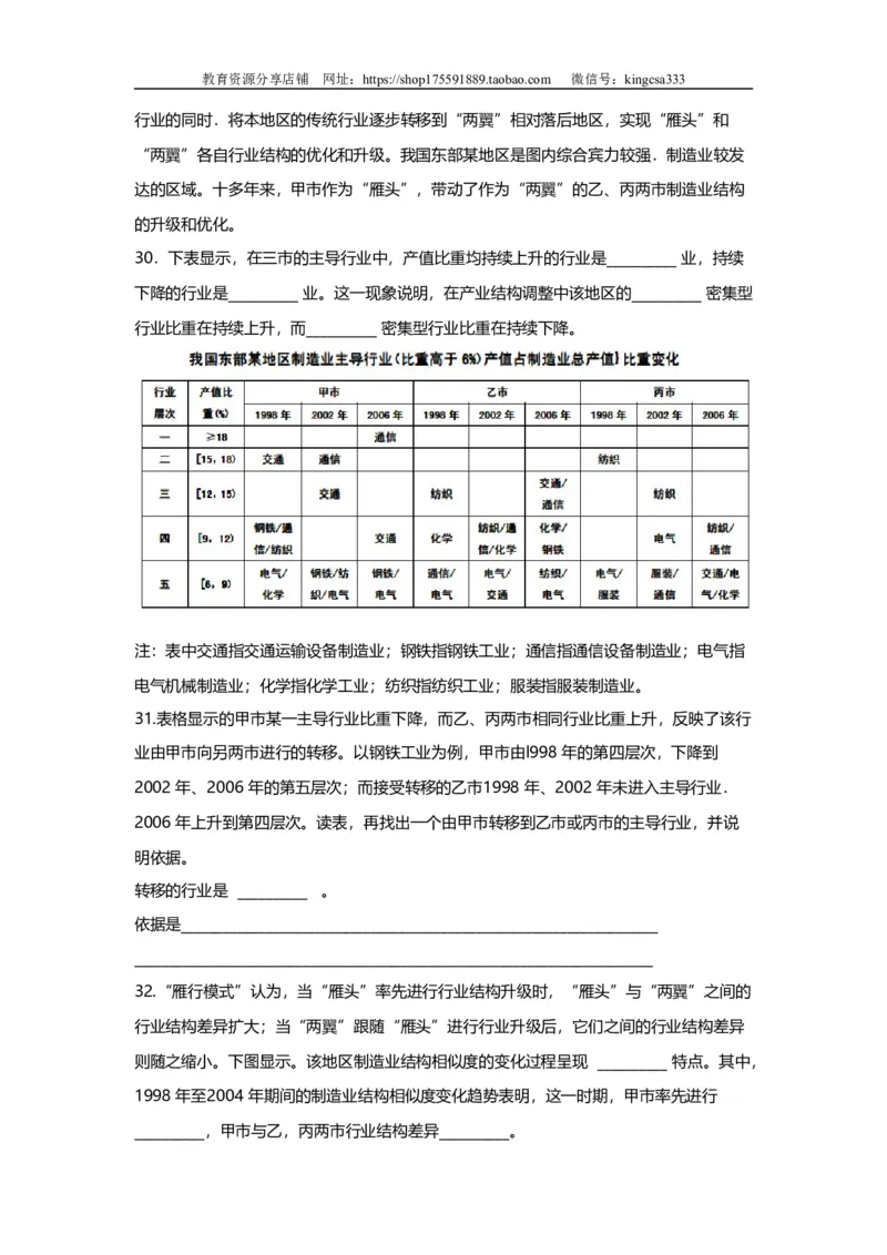 《2010年上海市高中毕业统一学业考试地理试卷（word解析版）(1)_地理_2027年高考地理专项复习_2008年-2026年地理高考真题-G427_2008-2020年高考_地方卷_上海高考地理真题03,05-20(1)》第6页预览