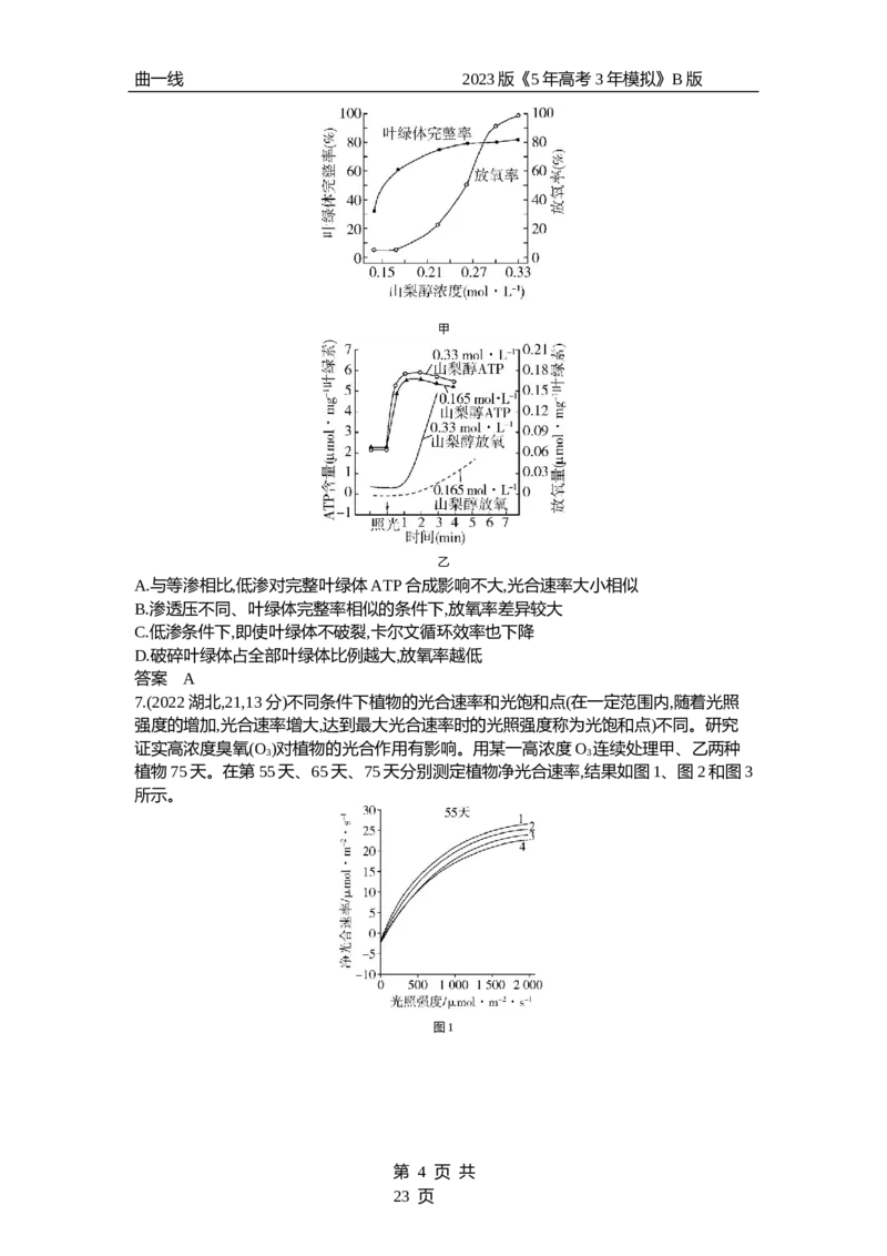 《1_专题6　光合作用（试题word）_2023版教学资源包_2023版新高考新教材版选考总复习生物5·3B版_6_专题六光合作用_3_试题WORD》第4页预览
