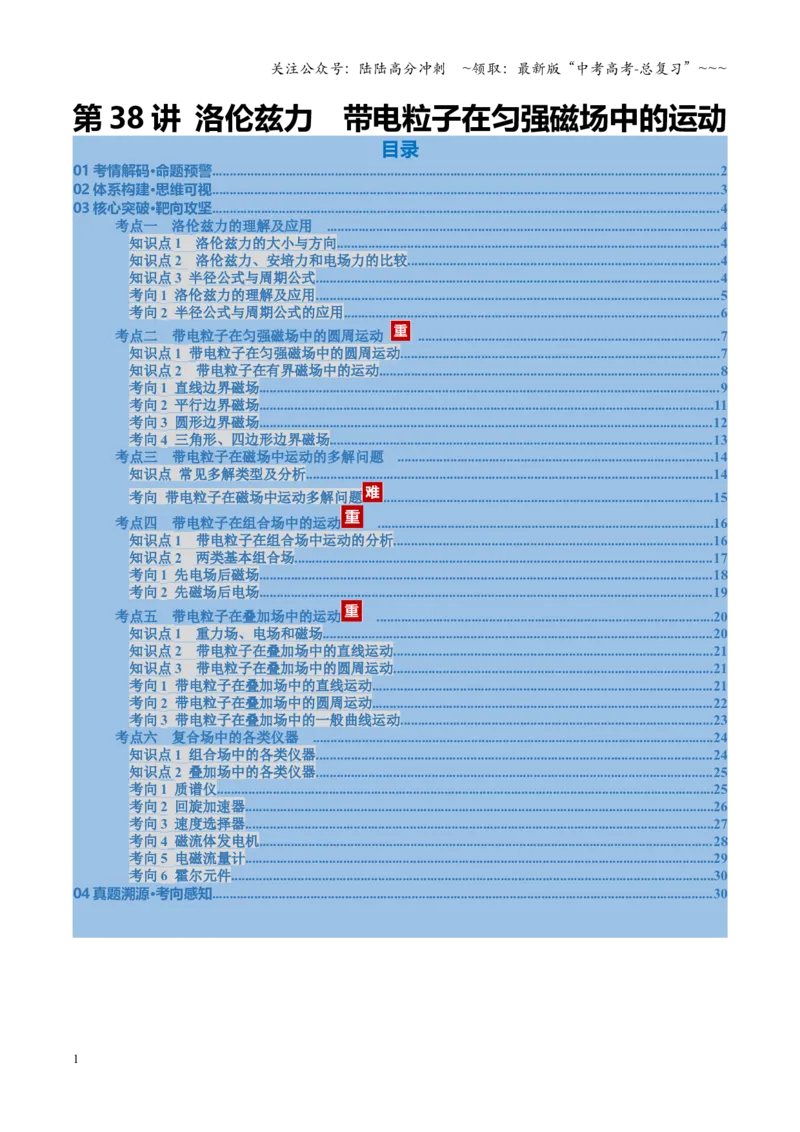 《第38讲洛伦兹力带电粒子在匀强磁场中的运动（复习讲义）（福建专用）（学生版）_04-物理-高考总复习_一轮复习_2026年-物理高考一轮复习》第1页预览