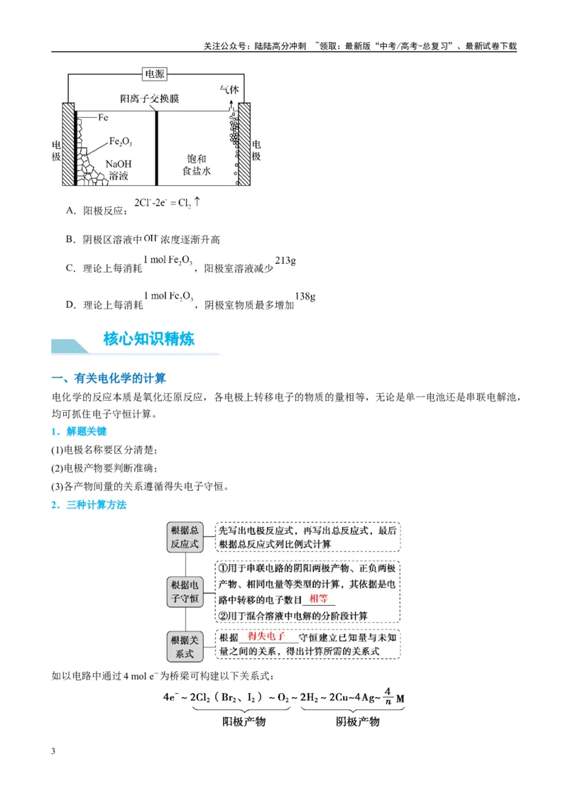 《（能力版）微专题35电化学“多池和多室”串联问题及计算-（学生版）(全国版)_05-化学-高考总复习_一轮复习_2024年_2024高考化学一轮复习考点微专题考情分析经_资料_2025版》第3页预览