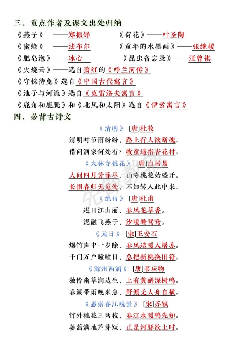 《三年级（下）语文期中复习重点知识点汇总_3年级下册同步教辅_3下-语文_三下语文核心考点》第2页预览