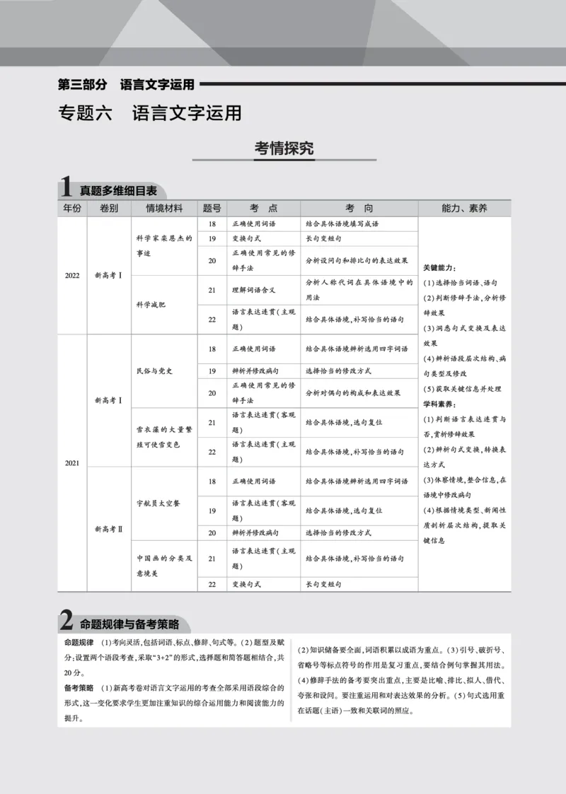 《1_专题六语言文字运用（PDF版）_2023版教学资源包_2023版新高考新教材版高考总复习语文5·3B版_6_专题六语言文字运用_3_专题电子书》第1页预览