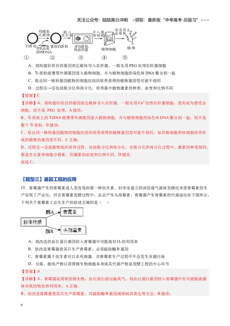 《第39讲基因工程以及生物技术的安全性和伦理问题（专项训练）（黑吉辽蒙专用）（教师版）_06-生物-高考总复习_一轮复习_2026年-生物高考一轮复习》第9页预览