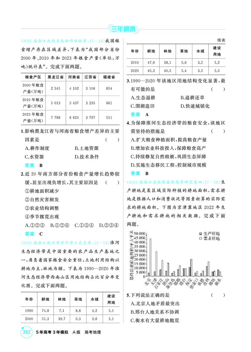 《1_26版53A浙江地理精练册第14章_2026版教学资源包_202653高考总复习A版_浙江版_2026版.浙江版.选考总复习.地理.5·3A版_图书电子资源_第十四章自然资源与国家安全_1_精练册PDF》第5页预览