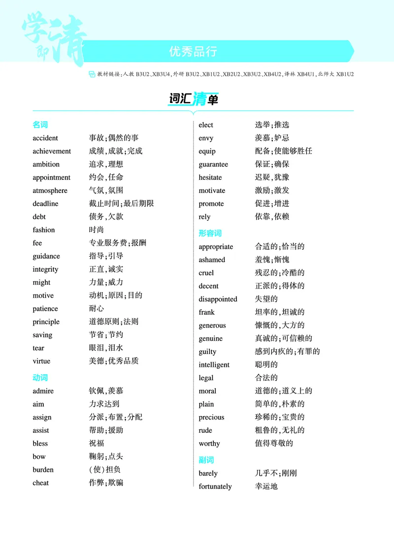 《1_优秀品行（教参PDF）_2025版教学资源包_（总复习系列）2025版《5年高考3年模拟》新高考版A版（⭐全科）_2025版.新高考版.高考总复习.英语.5·3A版_词汇册_优秀品行_2_PDF教参电子书》第1页预览