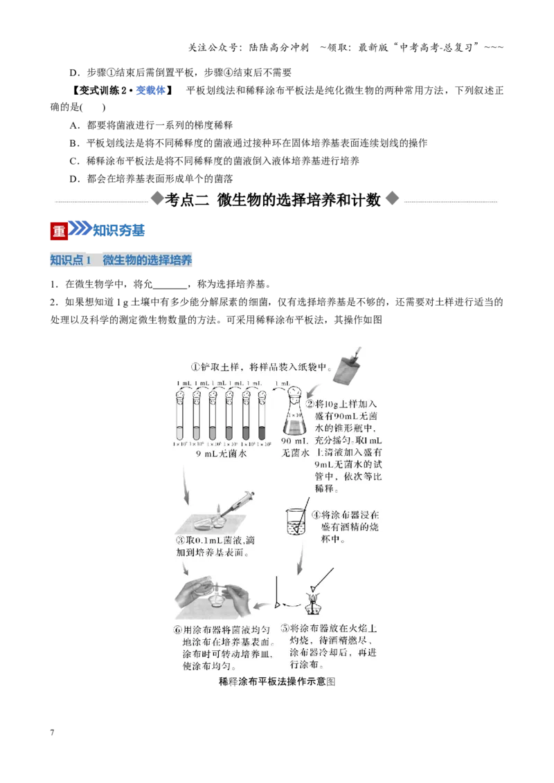 《第38讲微生物的培养技术和应用（学生版）_06-生物-高考总复习_一轮复习_2026年-生物高考一轮复习_2026年高考生物一轮复习讲义+练习+课件（新教材新高考）-G55_2026版》第7页预览