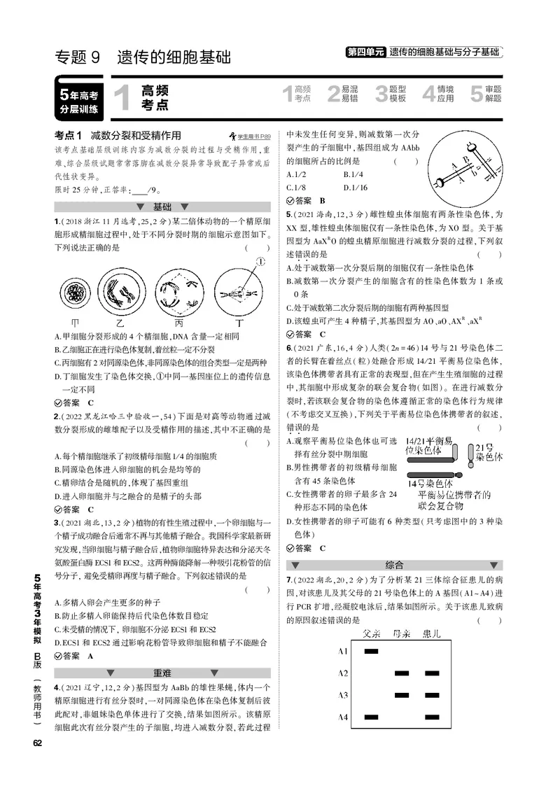 《1_专题9　遗传的细胞基础(PDF版）_2023版教学资源包_2023版新高考新教材版选考总复习生物5·3B版_9_专题九遗传的细胞基础_4_专题电子书》第1页预览