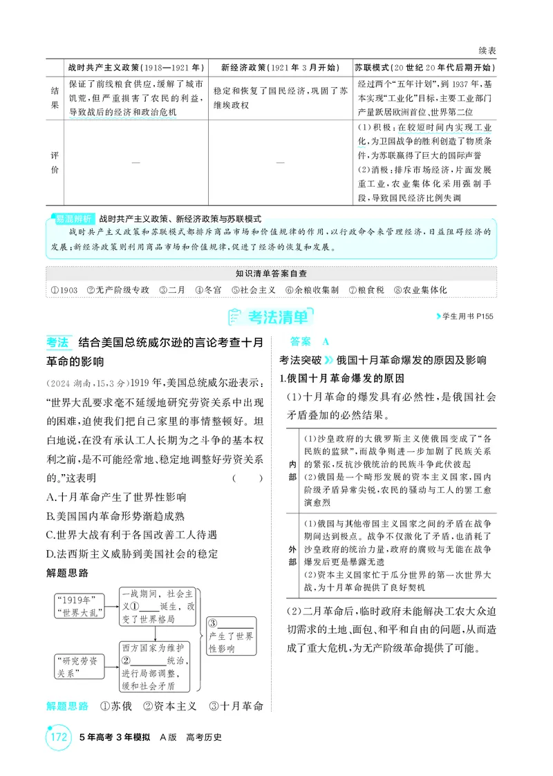 《1_13-第十三单元　两次世界大战、十月革命与国际秩序的演变_2026版教学资源包_202653高考总复习A版_湖南版_2026版.湖南版.选考总复习.历史.5·3A版_二、教师用书PDF_必修中外历史纲要（下）_508》第5页预览