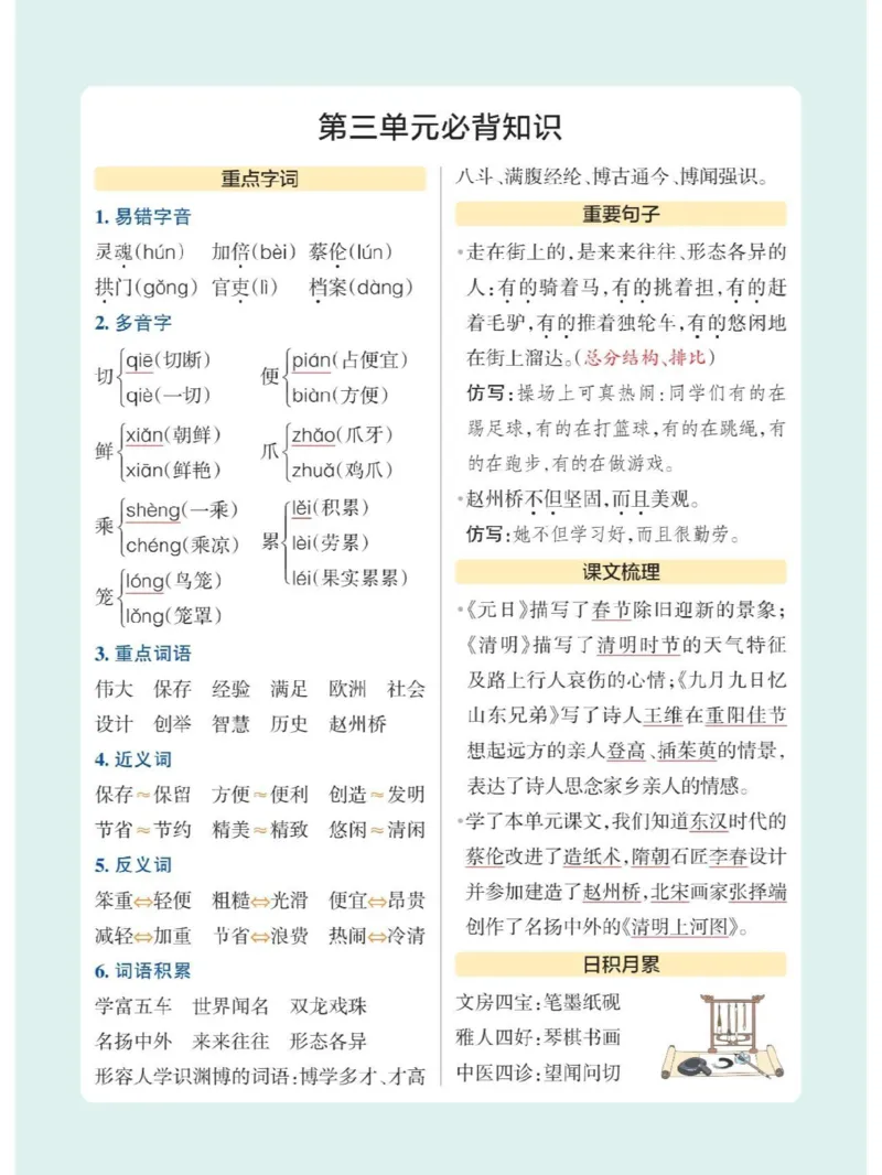 《三年级（下）语文1-8单元必背知识点总结_3年级下册同步教辅_3下-语文_三下语文重点必背》第3页预览