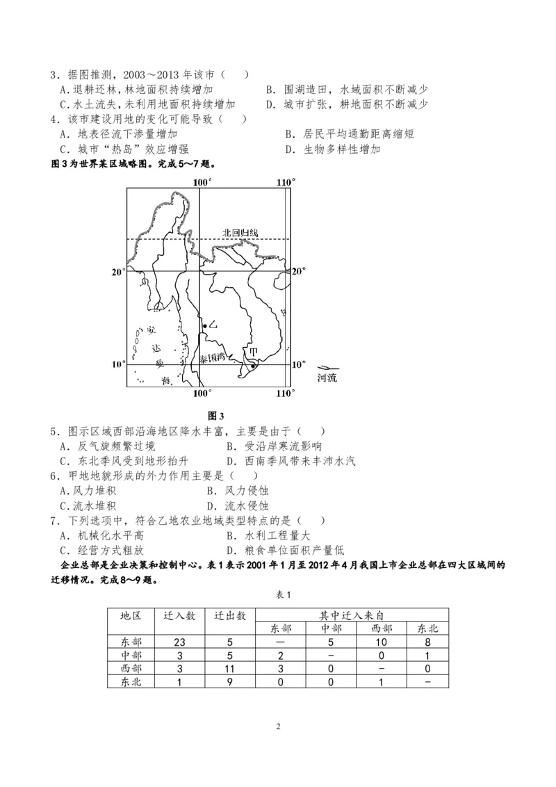《2015年高考安徽卷(文综地理部分)(含答案)(1)_地理_2027年高考地理专项复习_2008年-2026年地理高考真题-G427_2008-2020年高考_地方卷_安徽高考地理08-20》第2页预览