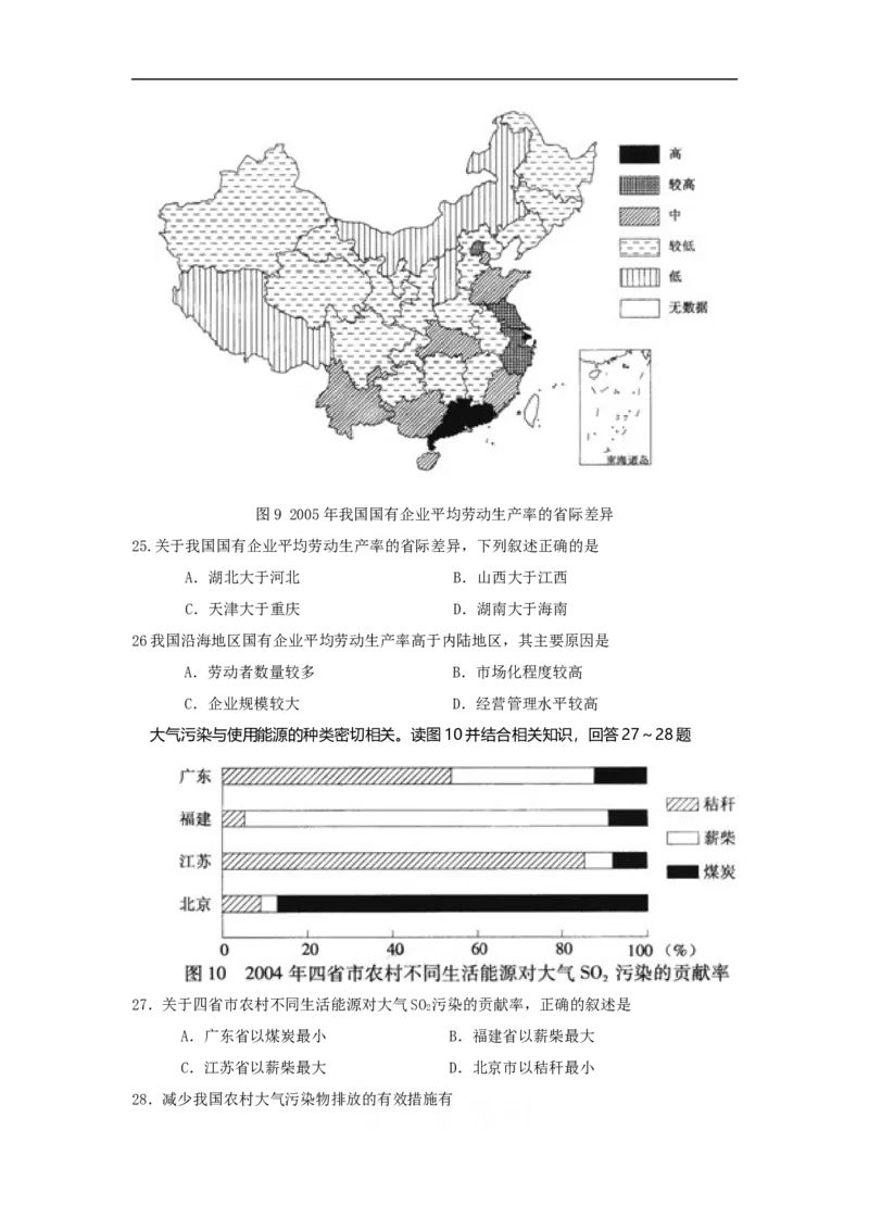 《2009广东高考文综(地理)-高清word-附答案(1)_地理_2027年高考地理专项复习_2008年-2026年地理高考真题-G427_2008-2020年高考_地方卷_广东高考地理08-20》第6页预览