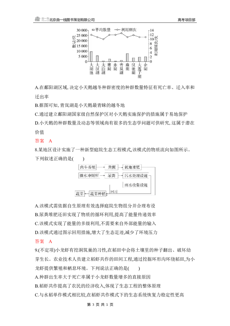 《1_专题过关检测练Word-第21章　人与环境_2026版教学资源包_202653高考总复习A版_湖南版_2026版.湖南版.选考总复习.生物.5·3A版_第4部分生物与环境_第21章人与环境_5_专题检测》第3页预览