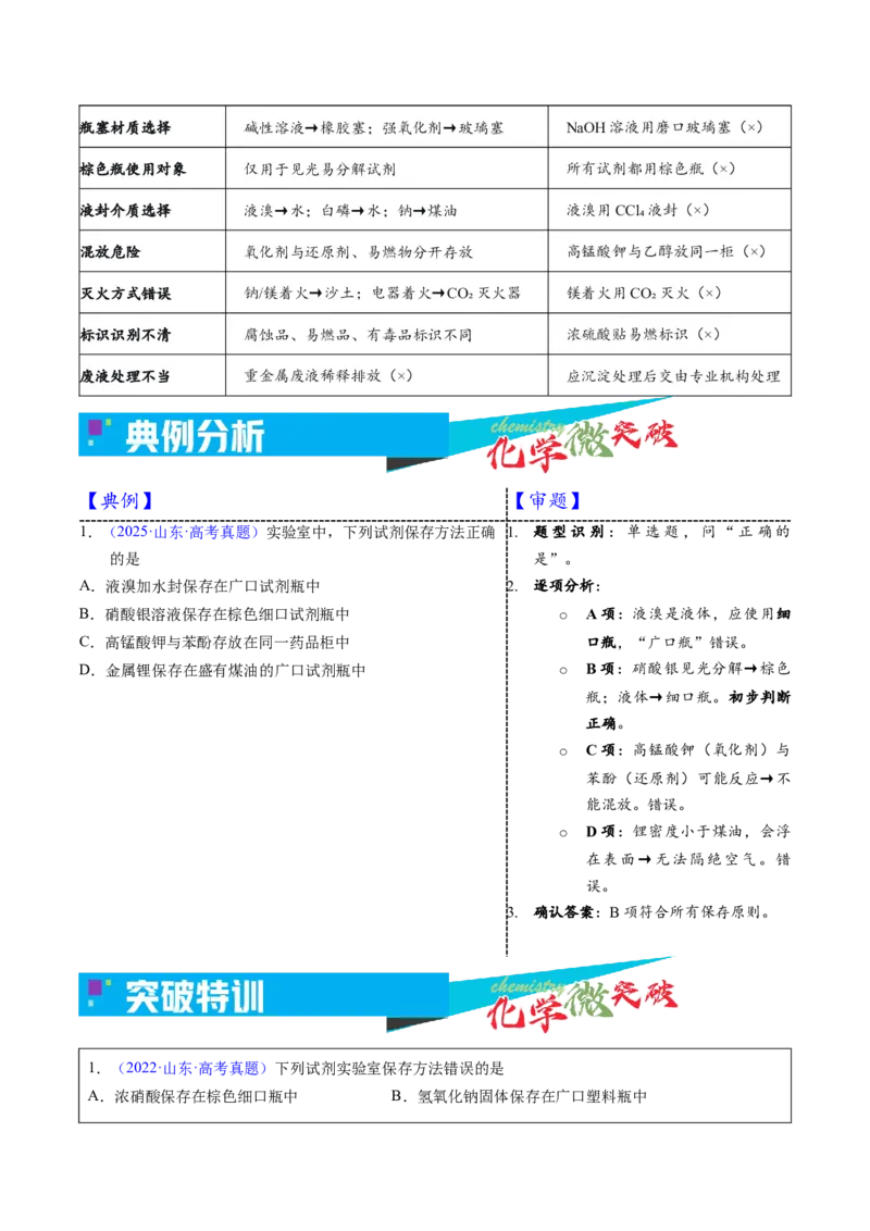 《1-2药品的保存（学生版）_高考一二三轮复习_化学_2026年-化学高考专项复习_22026年高考化学培优微突破讲义（全国通用）》第3页预览