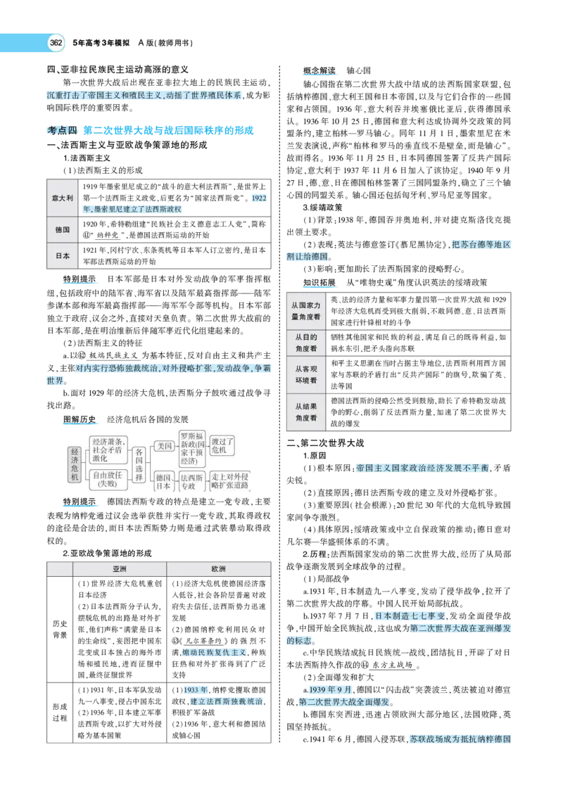 《1_专题考点精析_2023版教学资源包_2023版新高考版选考总复习历史5·3A版_11_第十一单元两次世界大战、十月革命与国际秩序的演变_7_专题考点精析》第6页预览