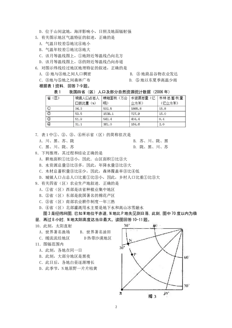 《2009年全国高考四川文综地理试题及答案_地理_2026年-地理高考专项复习_2008年-2025年地理高考真题_2008-2020年高考_地方卷_四川高考地理08-20》第2页预览