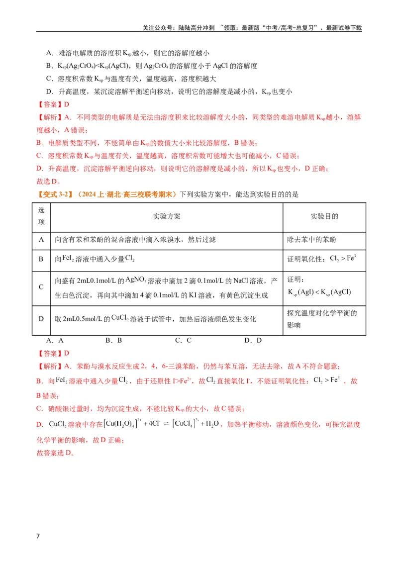 《题型15沉淀溶解平衡及图像分析（解析版）_05-化学-高考总复习_二轮复习_2024年_2024年新高考化学二轮复习热点题型归纳与变式演练》第7页预览