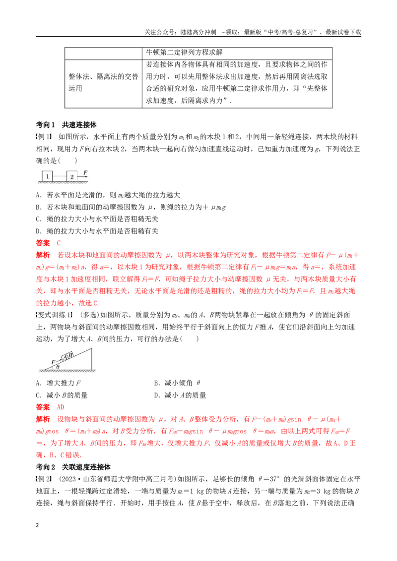 《训练四牛顿第二定律的综合应用-备战高考物理一轮复习专题复习与训练(解析版）_04-物理-高考总复习_一轮复习_2024年_2024年高考物理专题复习与训练一轮复习专题题型练习题_资料》第2页预览
