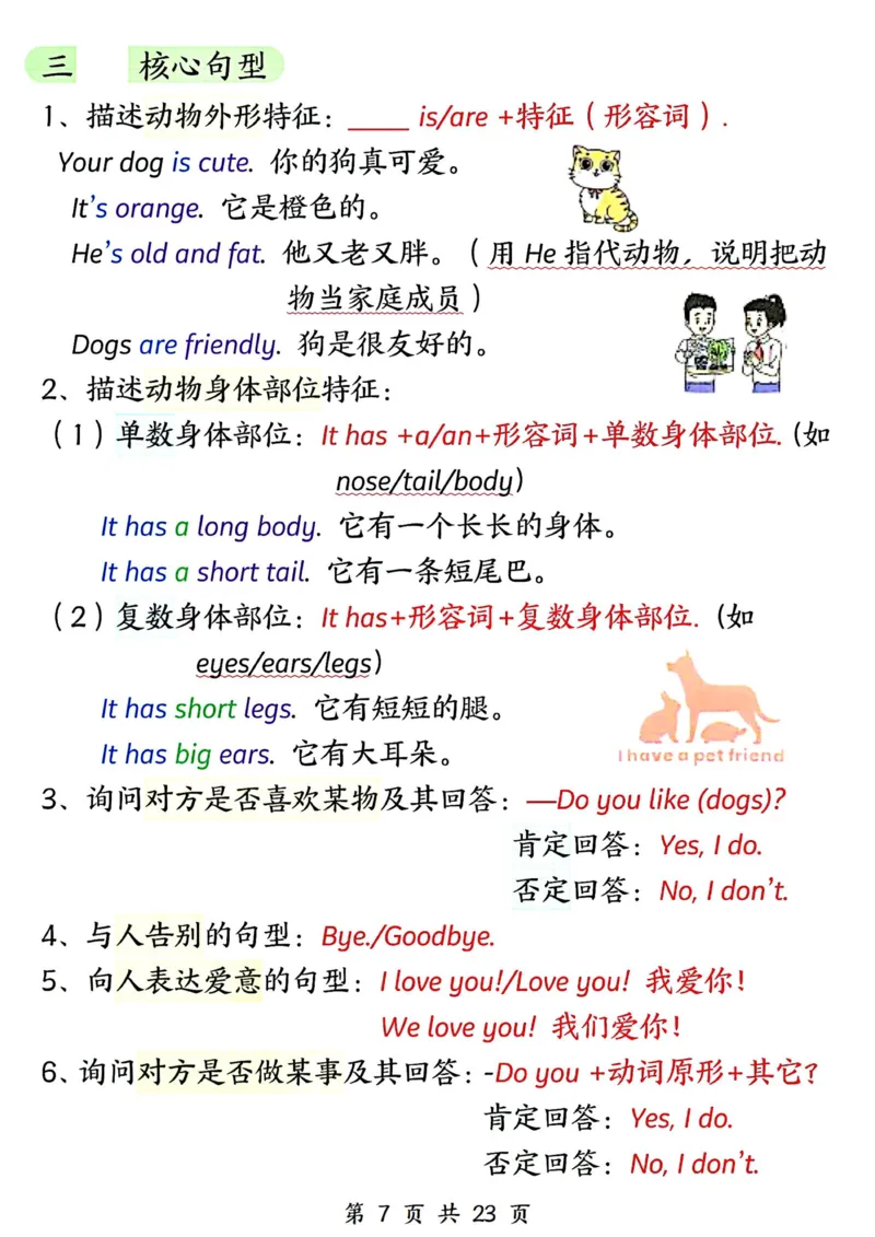 《三年级（下）英语1-6单元知识点总结《人教版》_3年级下册同步教辅_3下-英语_英语人教pep版资料》第7页预览