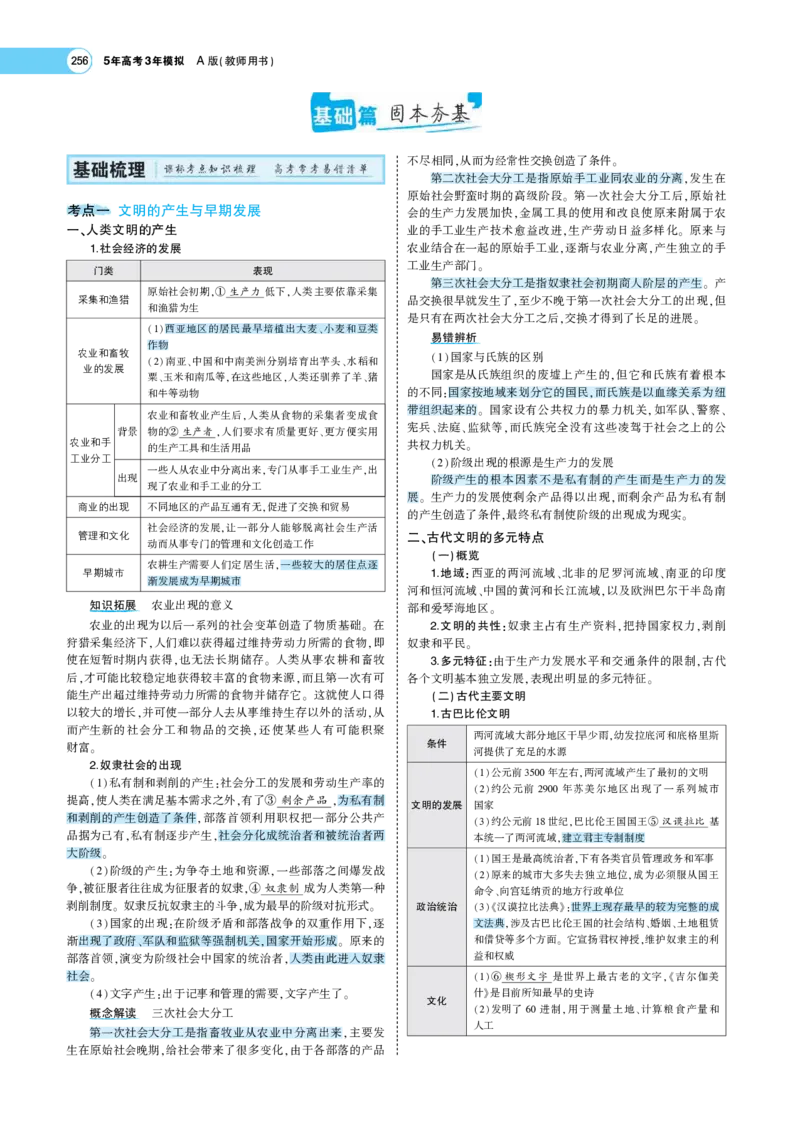 《1_专题考点精析_2023版教学资源包_2023版新高考版选考总复习历史5·3A版_8_第八单元从古代文明的产生到中古时期的世界_7_专题考点精析》第2页预览