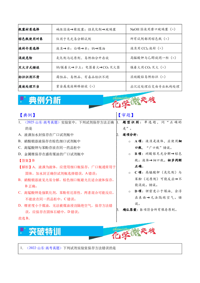 《1-2药品的保存（教师版）_高考一二三轮复习_化学_2026年-化学高考专项复习_22026年高考化学培优微突破讲义（全国通用）》第3页预览