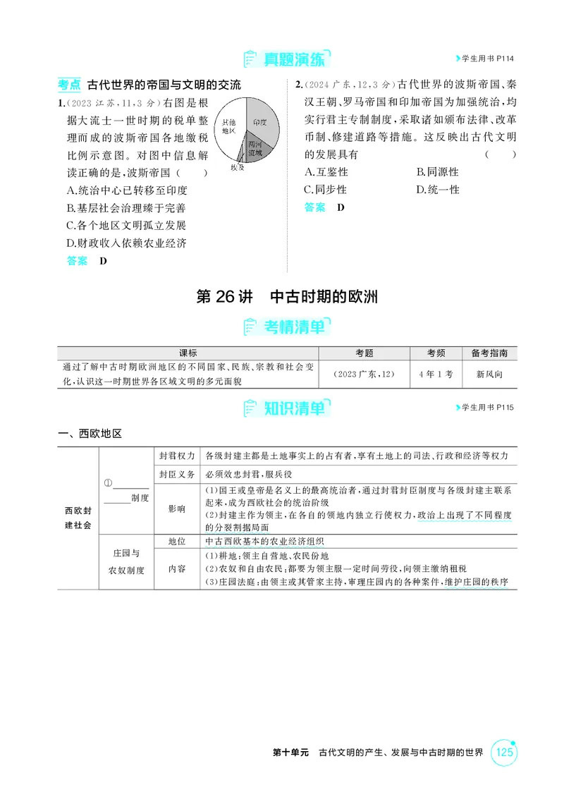 《1_10-第十单元　古代文明的产生、发展与中古时期的世界_2026版教学资源包_202653高考总复习A版_广东版_2026版.广东版.选考总复习.历史.5·3A版_二、教师用书PDF_必修中外历史纲要（下）_194》第6页预览