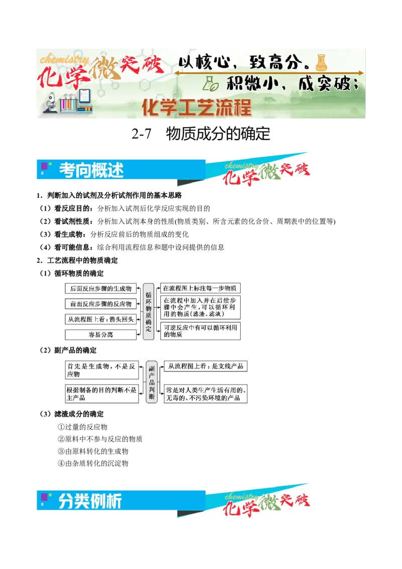 《2-7物质成分的确定（教师版）_高考一二三轮复习_化学_2026年-化学高考专项复习_22026年高考化学培优微突破讲义（全国通用）》第1页预览