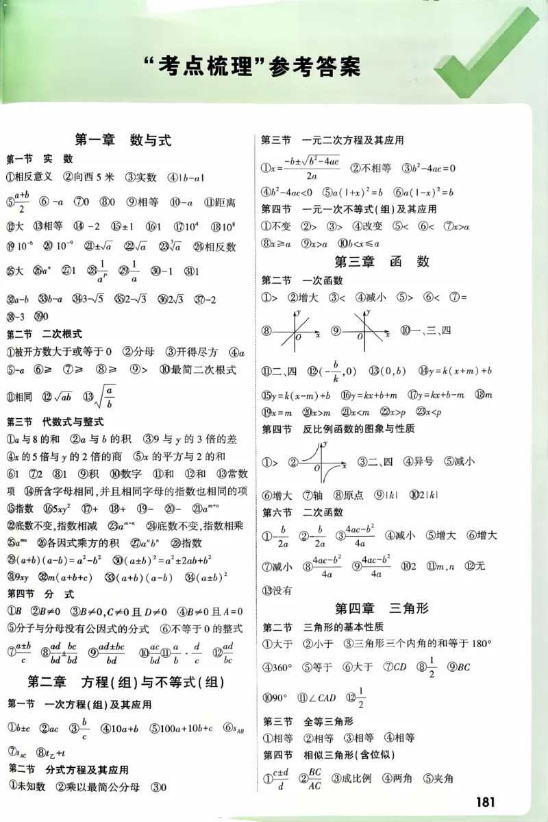 《考点梳埋参考答案_2026版《万维中考试题研究》多省合集_2026版《万唯中考-试题研究》河北语数英物化_2026万唯中考试题研究河北数学》第1页预览