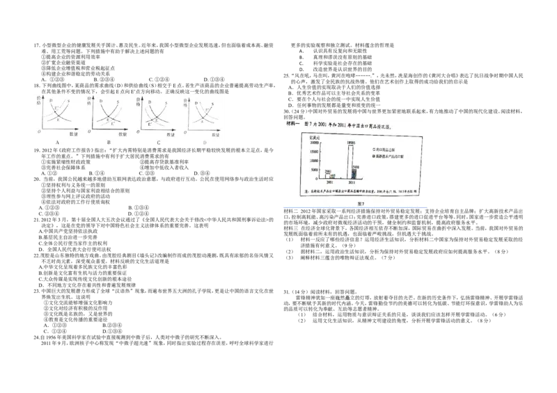 《2012年高考真题政治(山东卷)（含解析版）(1)_zheng治_2027年高考政治专项复习_2008年-2026年政治高考真题-G427_2008-2020年高考_地方卷_山东高考政治08-21_山东高考政治_A3版》第1页预览