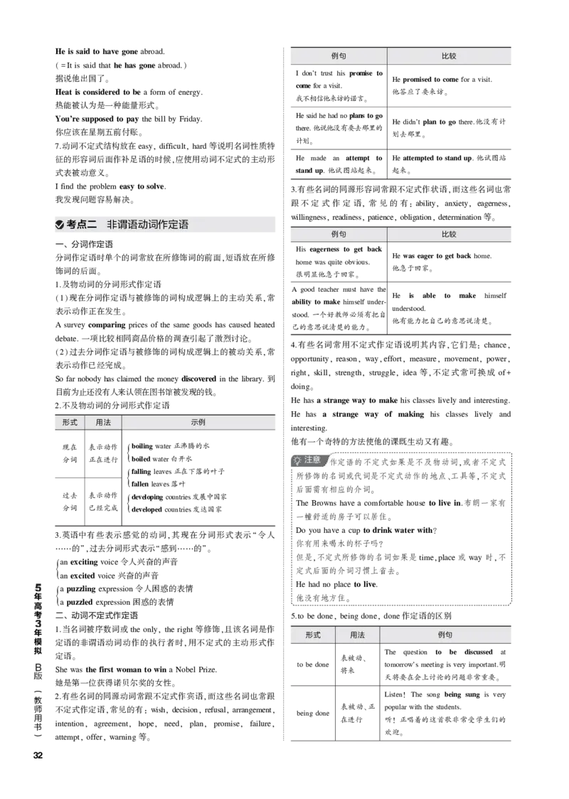 《1_专题五非谓语动词_2023版教学资源包_2023版新高考新教材版高考总复习英语5·3B版_1_第一部分英语基础知识_5_专题五　非谓语动词_2_专题电子书》第3页预览