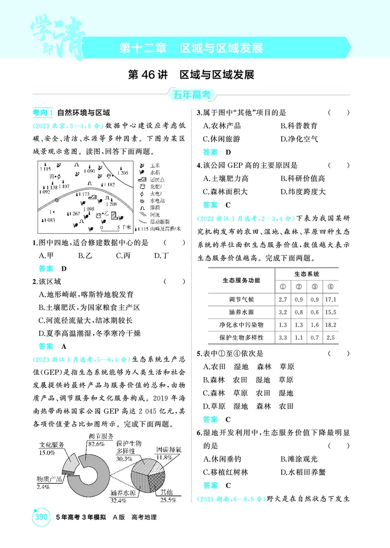 《1_12第十二章_2026版教学资源包_202653高考总复习A版_广东版_2026版.广东版.选考总复习.地理.5·3A版_第十二章区域与区域发展_1_精练册PDF》第1页预览