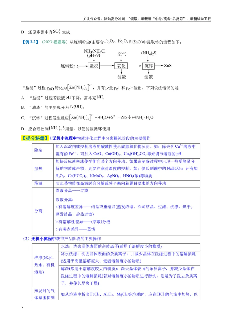 《题型09无机小流程（原卷版）_05-化学-高考总复习_二轮复习_2025年_2025年高考化学二轮热点题型归纳与变式演练（新高考通用）》第7页预览