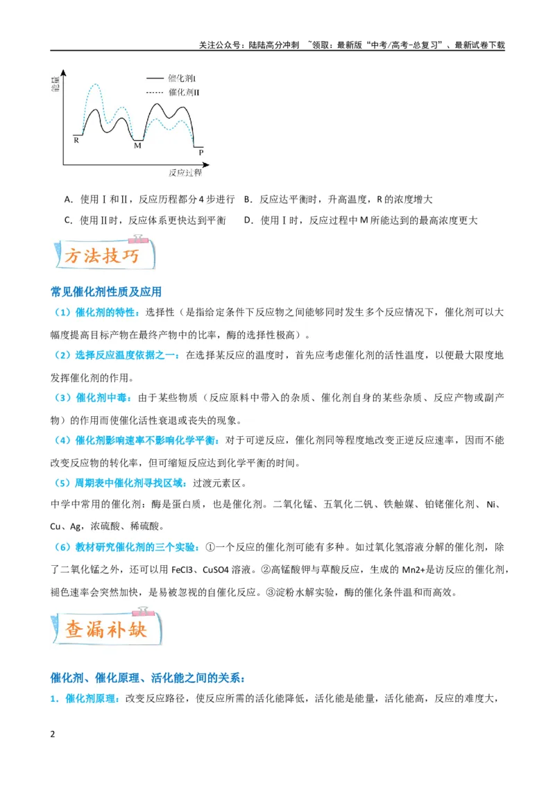 《（升级版）微专题36高考“明星”考点—催化剂（学生版）(全国版)_05-化学-高考总复习_一轮复习_2024年_2024高考化学一轮复习考点微专题考情分析经_资料_2024版》第2页预览