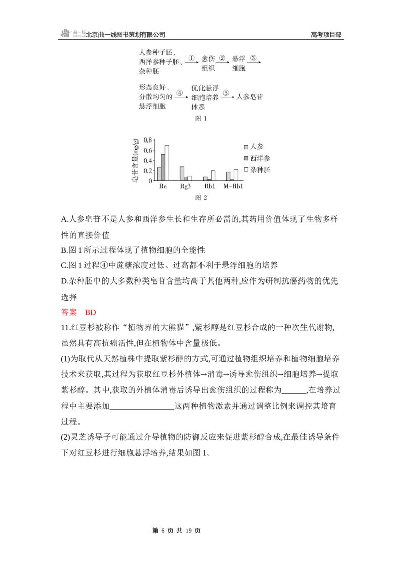 《1_专题过关检测练Word-第23章　细胞工程_2026版教学资源包_202653高考总复习A版_新高考_生物_教师A版2026年.新高考版.生物.53_第5部分生物技术与工程_第23章细胞工程_6_专题检测》第6页预览