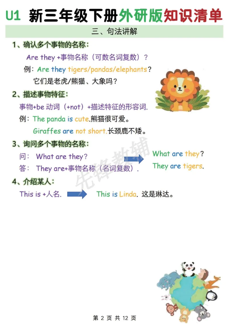 《三年级（下）英语外研版知识清单《外研版》_3年级下册同步教辅_3下-英语_英语外研版资料》第2页预览