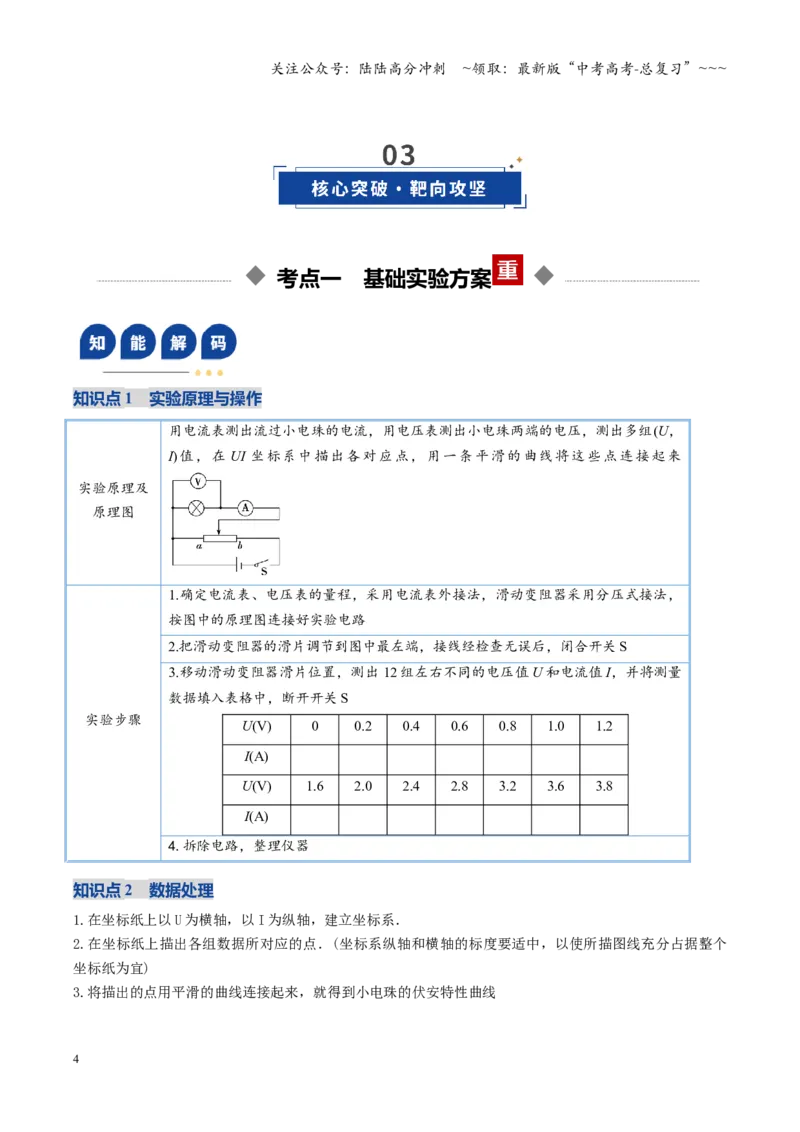 《第35讲实验：描绘小灯泡的伏安特性曲线（复习讲义）（福建专用）（教师版）_04-物理-高考总复习_一轮复习_2026年-物理高考一轮复习_2026年高考物理一轮课件+讲义+练习（福建专用）-G328》第4页预览