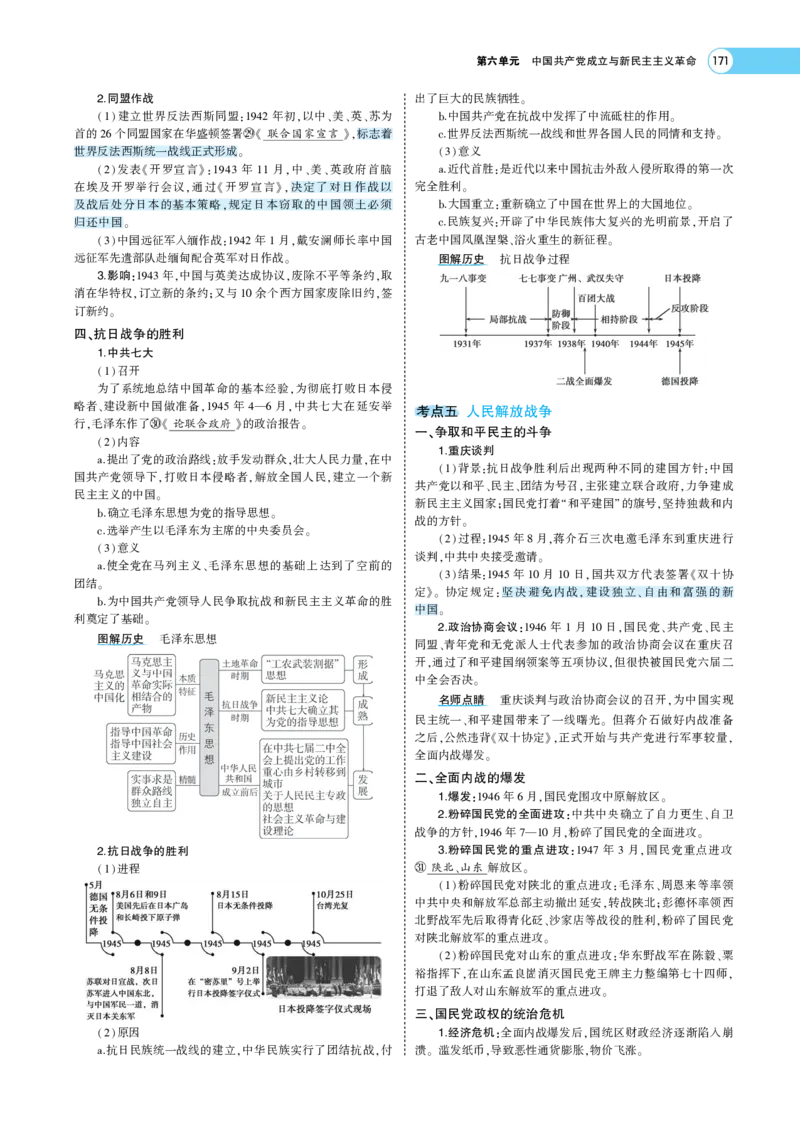 《1_专题考点精析_2023版教学资源包_2023版新高考版选考总复习历史5·3A版_6_第六单元中国成立与新民主主义革命_7_专题考点精析》第6页预览