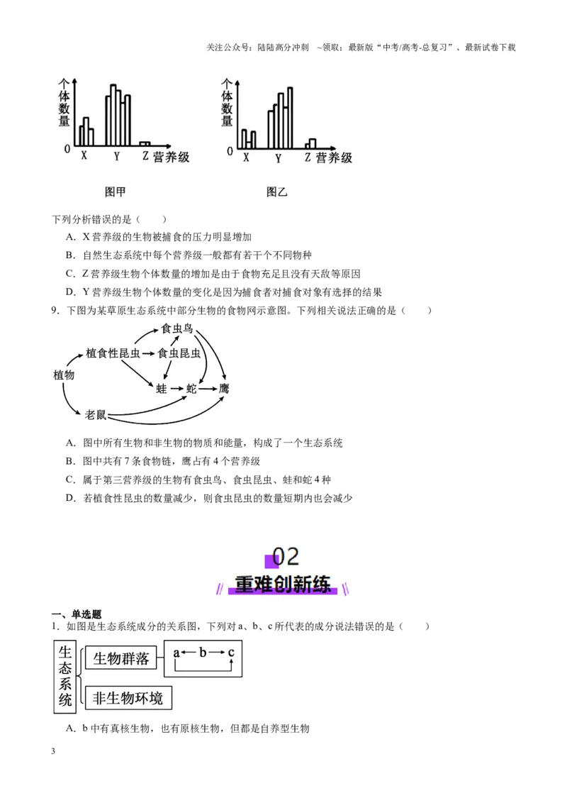《第34讲生态系统的结构（练习）（学生版）_06-生物-高考总复习_一轮复习_2025年_2025年高考生物一轮复习讲义+练习+课件（新教材新高考）_第九单元生物与环境》第3页预览