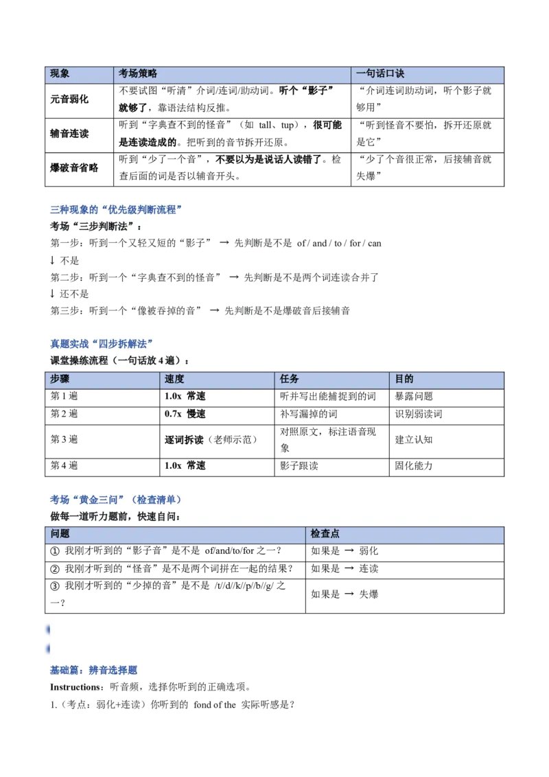 《01语音辨识库：元音弱化、辅音连读、爆破音省略专练（学生版）_高考一二三轮复习_英语_2027年高考英语专项更新中_22027年高考英语听力高分突破讲练》第5页预览