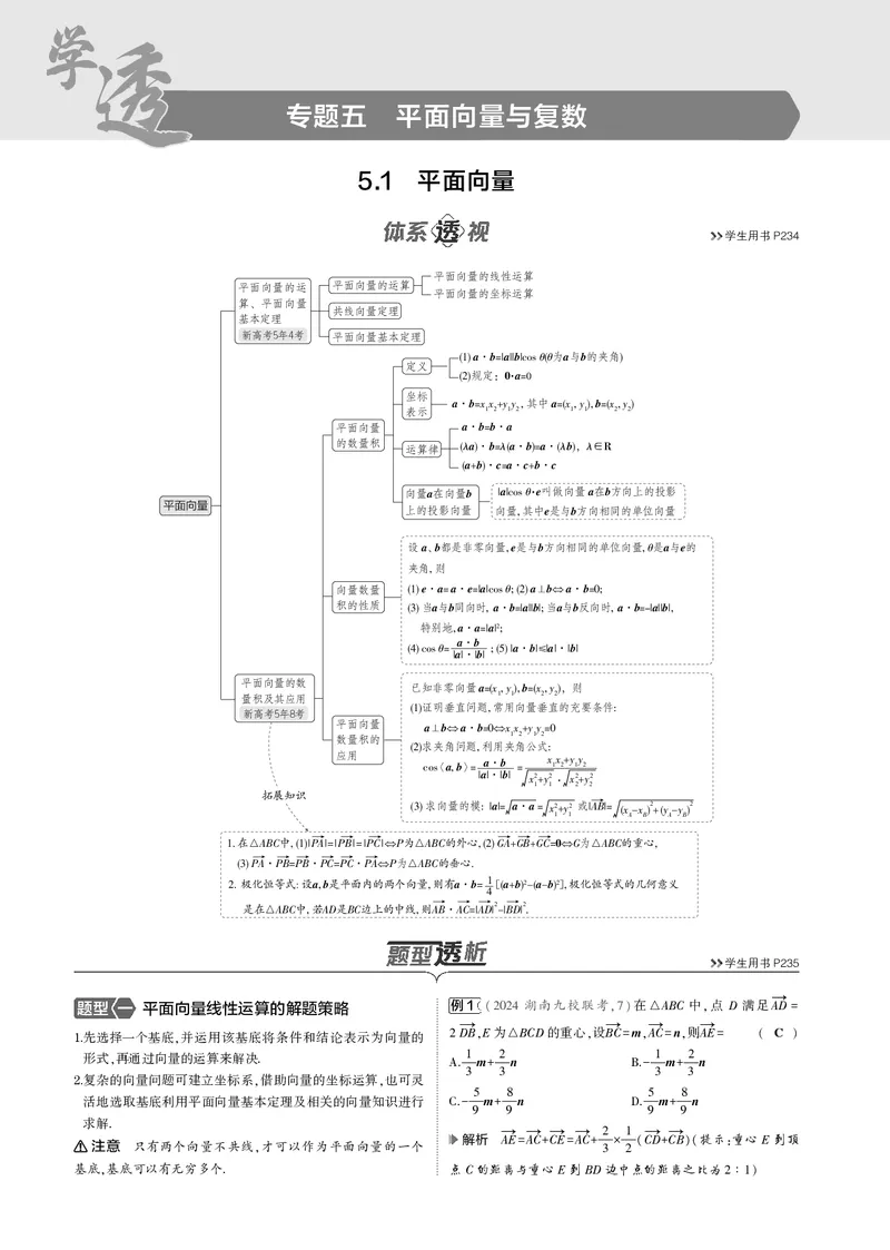 《1_5.1平面向量_2025版教学资源包_（总复习系列）2025版《5年高考3年模拟》新高考版B版（⭐全科）_2025版.新高考新教材版.高考总复习.数学.5·3B版_图书电子资源_专题五平面向量与复数》第1页预览