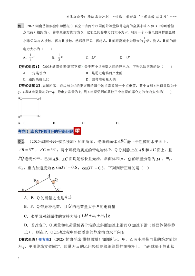 《第33讲静电场中力的性质（复习讲义）（湖南专用）（学生版）_04-物理-高考总复习_一轮复习_2026年-物理高考一轮复习_2026年高考物理一轮课件+讲义+练习（湖南专用）-G331》第5页预览