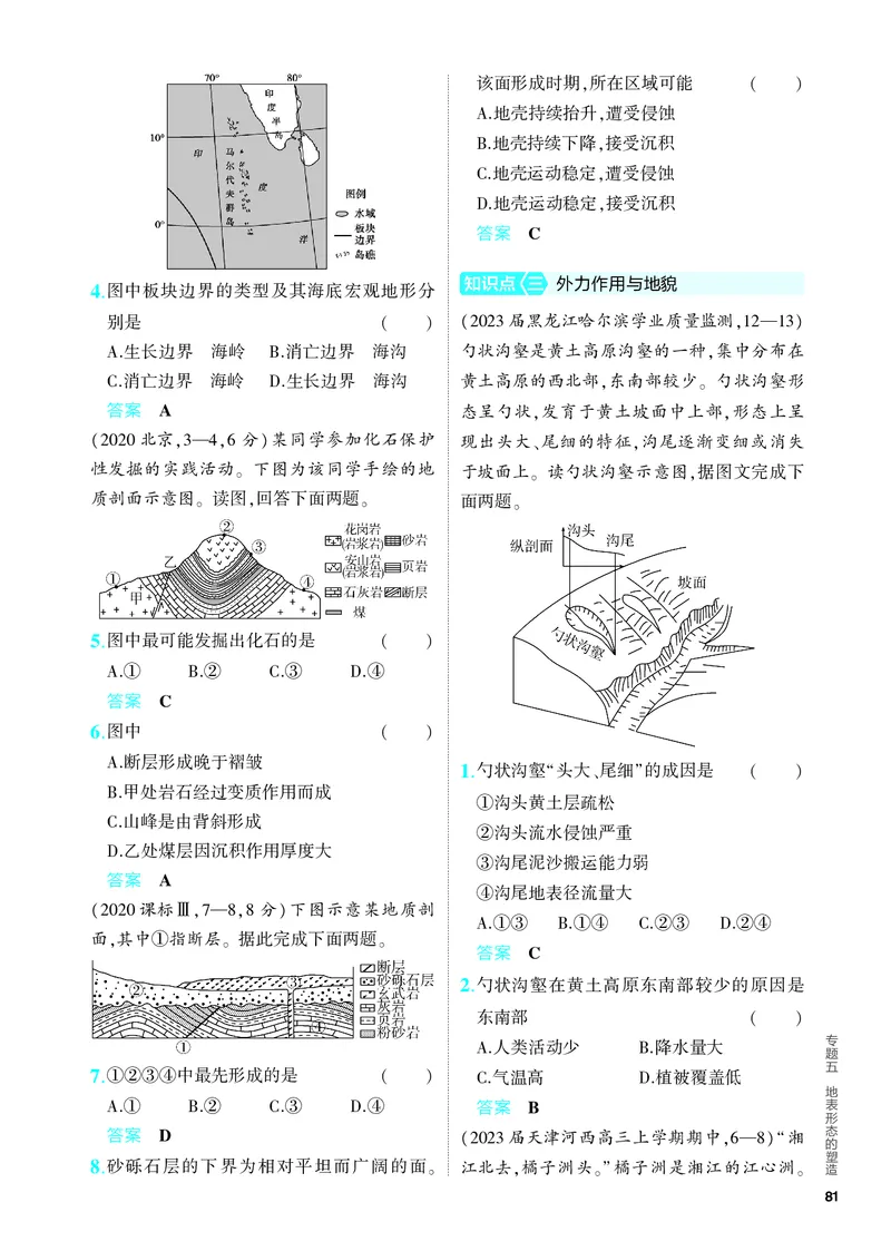《1_5.PDF教参电子书——分层集训册_2024版教学资源包_2024版.新高考版地理.5·3A版_7_专题五地表形态的塑造_4_PDF教参电子书》第3页预览