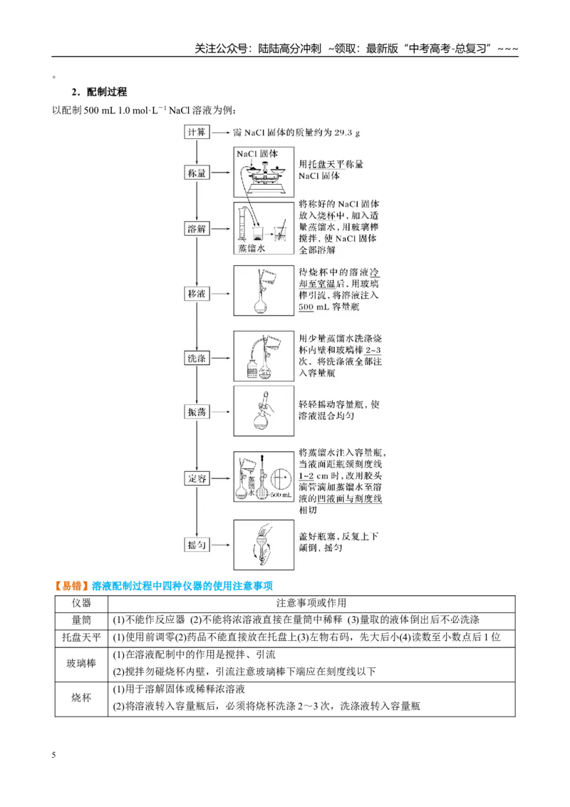 《（重点·方法·点拨）第02讲物质的量浓度-（学生版）_05-化学-高考总复习_一轮复习_2026年-化学高考一轮复习_2026年高考化学大一轮复习卓越讲义重难点-G355_资料》第5页预览