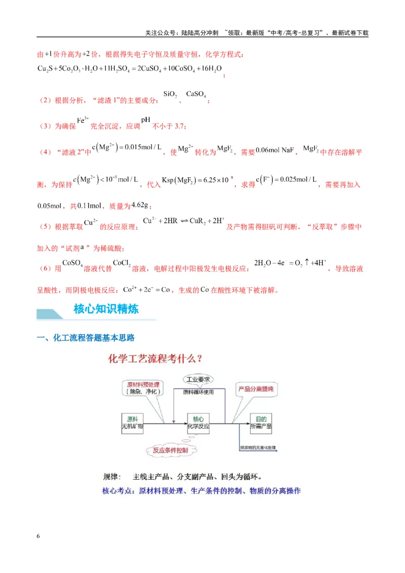 《（能力版）微专题25化学工艺流程题-----原料的预处理-（教师版）(全国版)_05-化学-高考总复习_一轮复习_2024年_2024高考化学一轮复习考点微专题考情分析经_资料_2025版》第6页预览