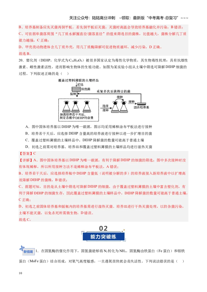 《第38讲微生物的培养技术和应用（专项训练）（四川专用）（教师版）_06-生物-高考总复习_一轮复习_2026年-生物高考一轮复习_2026年高考生物一轮课件+讲义+练习（四川专用）-G335》第10页预览