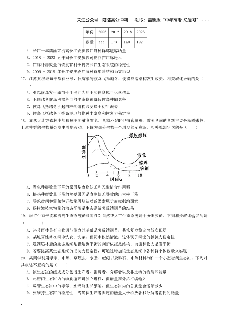 《第35讲生态系统的功能及其稳定性（专项训练）（学生版）_06-生物-高考总复习_一轮复习_2026年-生物高考一轮复习_2026年高考生物一轮复习讲义+练习+课件（新教材新高考）-G55_2026版》第5页预览