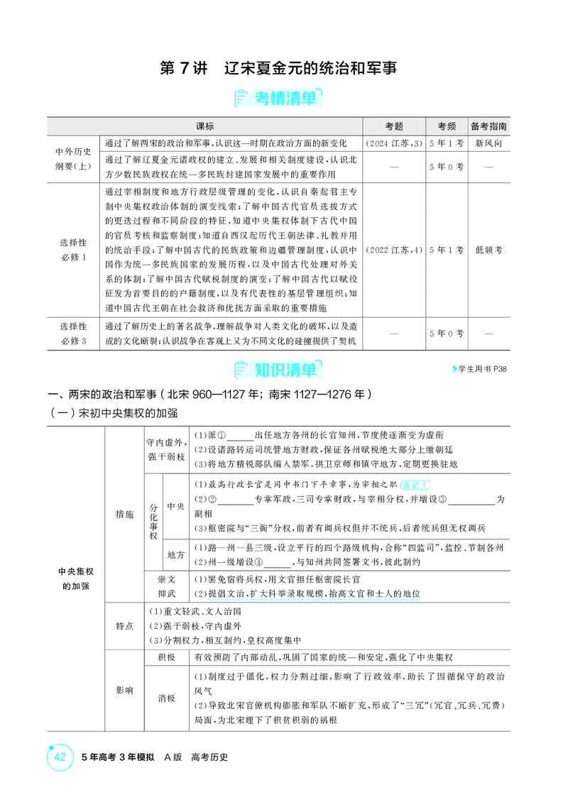 《1_3-第三单元辽宋夏金多民族政权的并立与元朝的统一_2026版教学资源包_202653高考总复习A版_江苏版_2026版.江苏版.选考总复习.历史.5·3A版_二、教师用书PDF_第一部分中国古代史_2_精讲册PDF》第2页预览