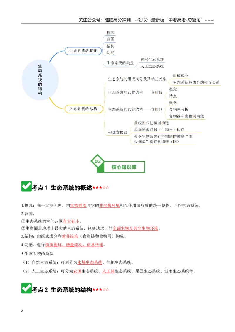 《第34讲生态系统的结构（知识清单）（全国通用）（教师版）_06-生物-高考总复习_一轮复习_2026年-生物高考一轮复习_2026年高考生物一轮复习讲义+练习+课件（新教材新高考）-G55_2026版》第2页预览