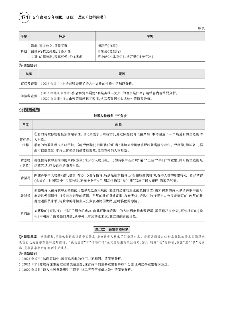 《1_专题四　古代诗歌阅读_2025版教学资源包_（总复习系列）2025版《5年高考3年模拟》新高考版B版（⭐全科）_2025版.新高考新教材版.高考总复习.语文.5·3B版_第一部分图书电子教参》第8页预览