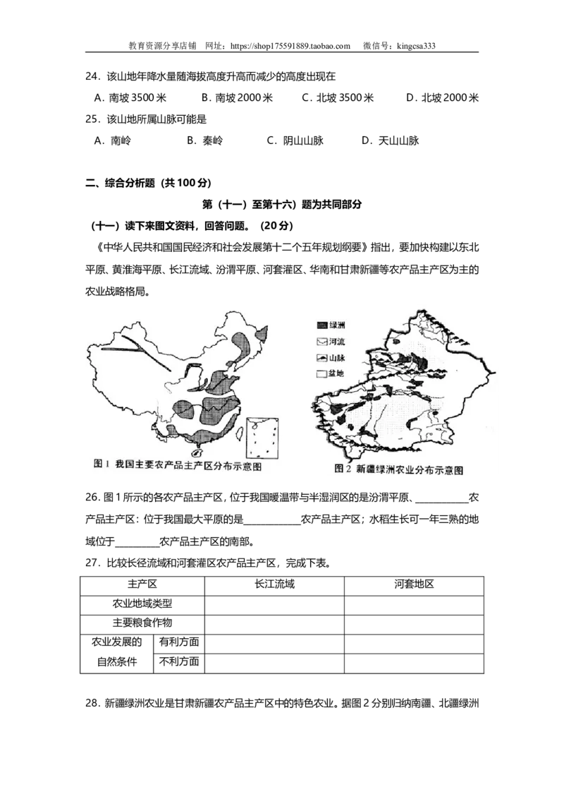 《2011年上海市高中毕业统一学业考试地理试卷(原卷版）(1)_地理_2027年高考地理专项复习_2008年-2026年地理高考真题-G427_2008-2020年高考_地方卷_上海高考地理真题03,05-20(1)》第5页预览